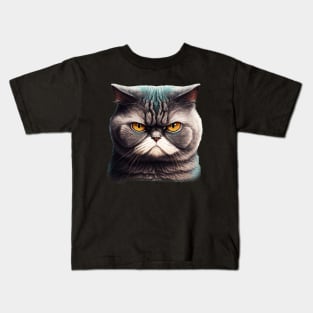 Funny Annyoyed Cat Face, Love Cats Kids T-Shirt